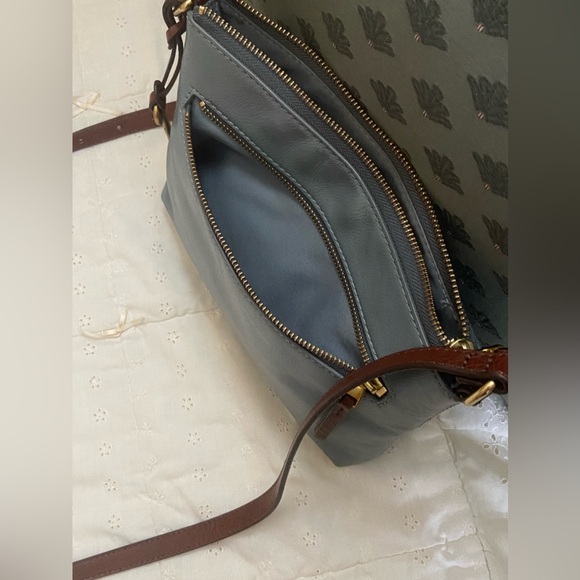 Fossil Fiona blue small crossbody. Cow hide leather. Man made trim. - Picture 11 of 16
